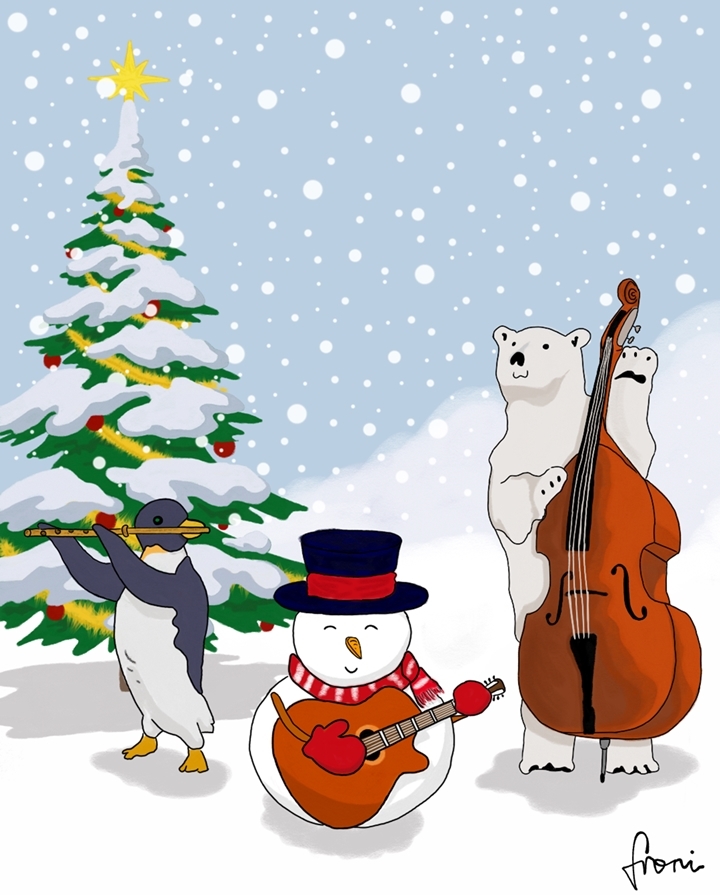 Bild Digitaler Weihnachtskalender MKS Jena_Weihnachtsbaum, Eisbär, Schneemann und Pinguin