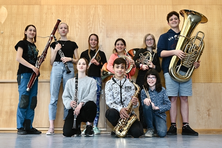 Gruppenbild vom Bläserensemble 1 der Musik- und Kunstschule Jena