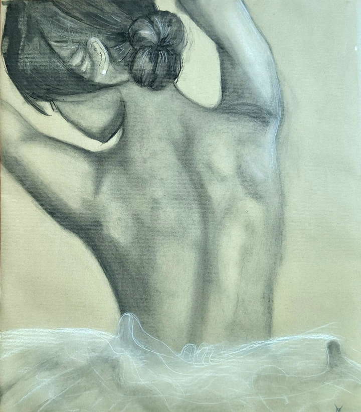 Die Balletttänzerin wurde gemalt von Malin Luisa Aulig (2025), Schülerin der Musik- und Kunstschule  Jena (Klasse S. Teichgräber)