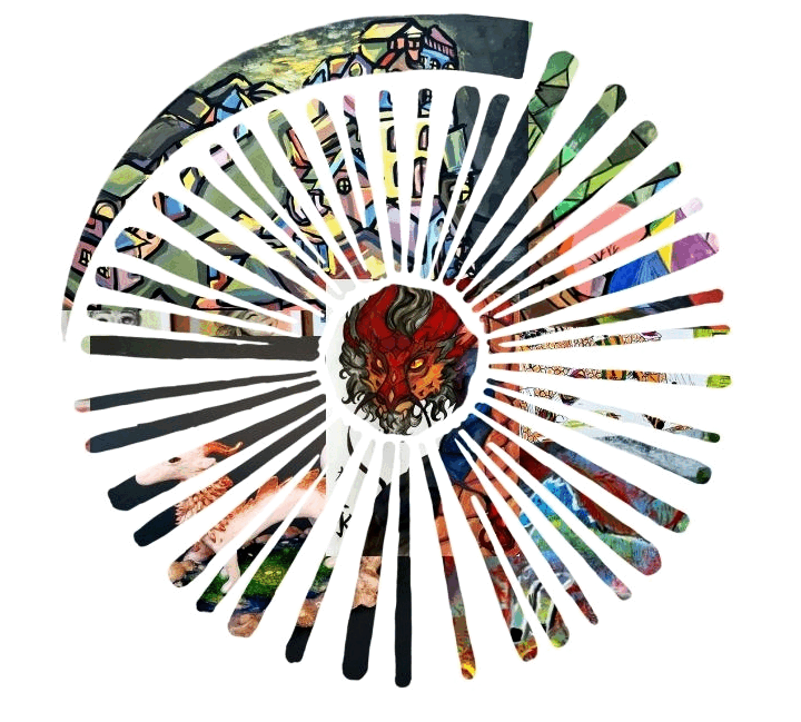Deckblatt Kunstkalender der MKS 2026 mit einer Collage von Bildern des Kalenders